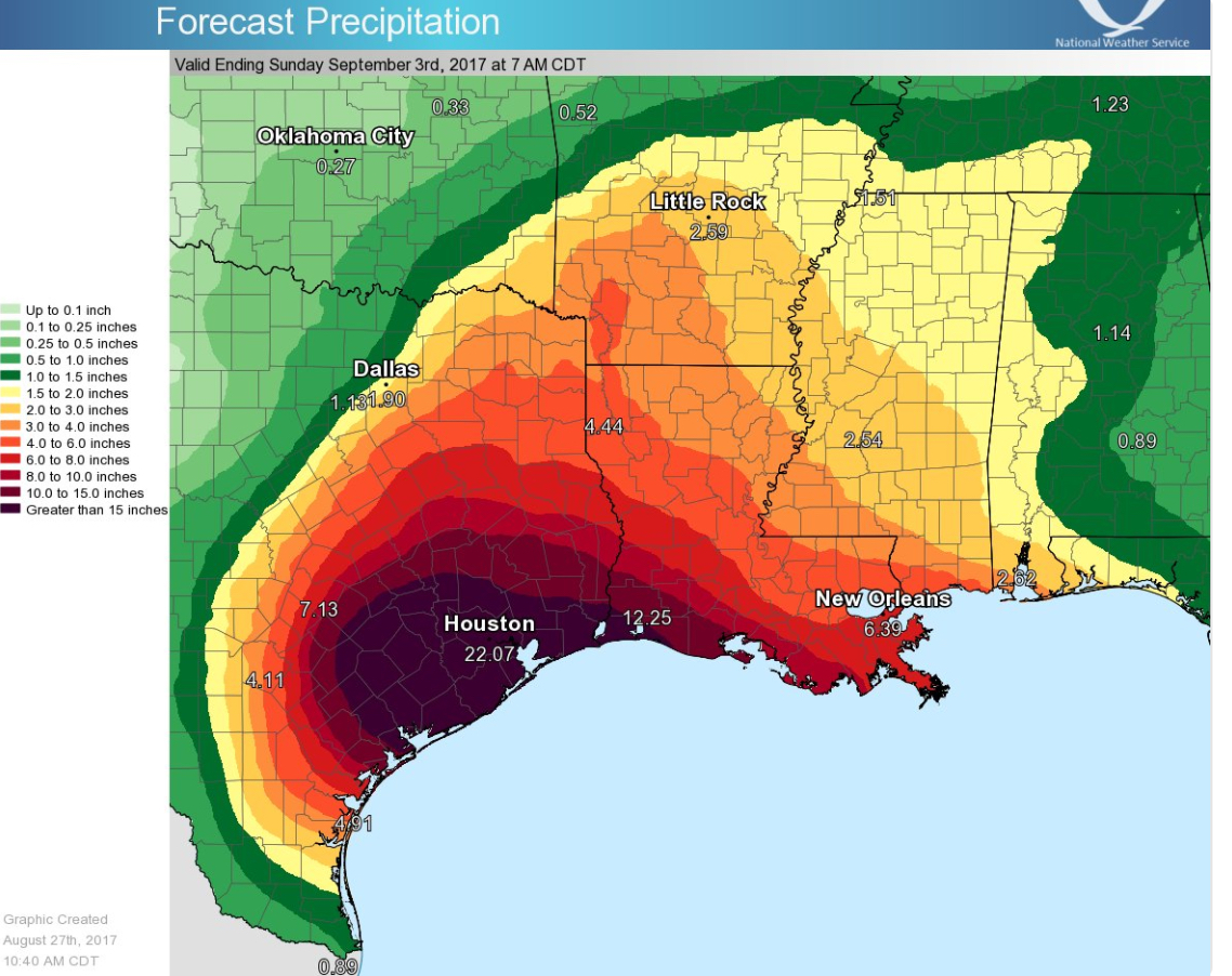 how many inches of rain in hurricane harvey