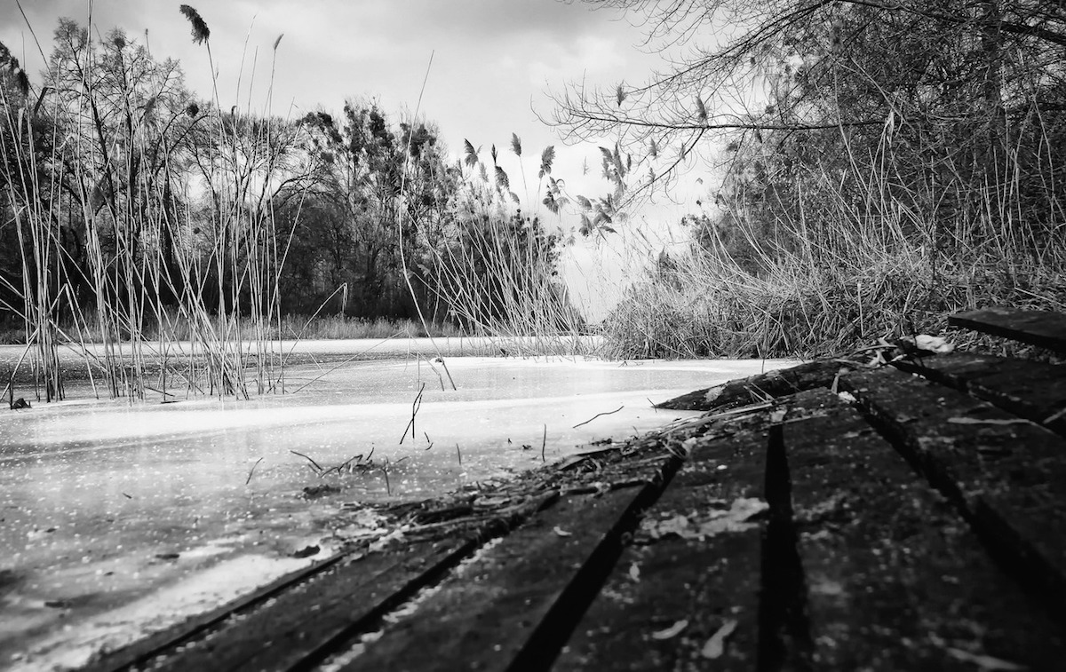 frozen pond, lake