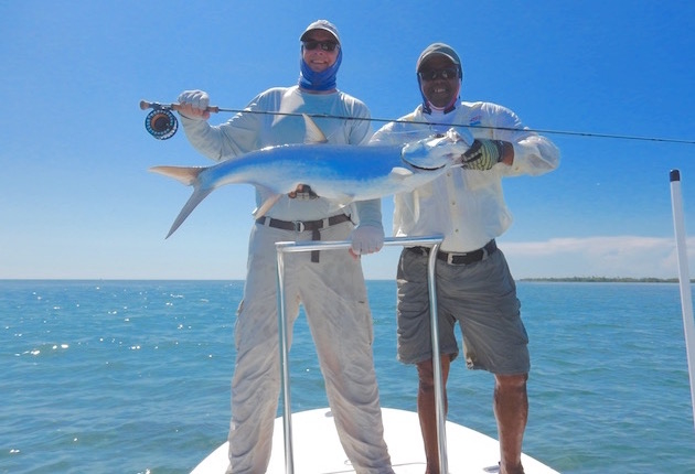 The author and his guide Argelio with a feisty Cuban tarpon. 