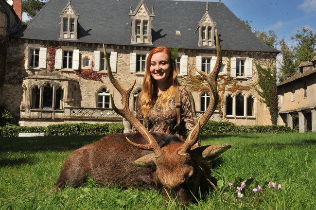 Brittany with a sika deer she took with France Safaris. The sika deer is originally from Japan but has been successfully introduced in countries around the world.