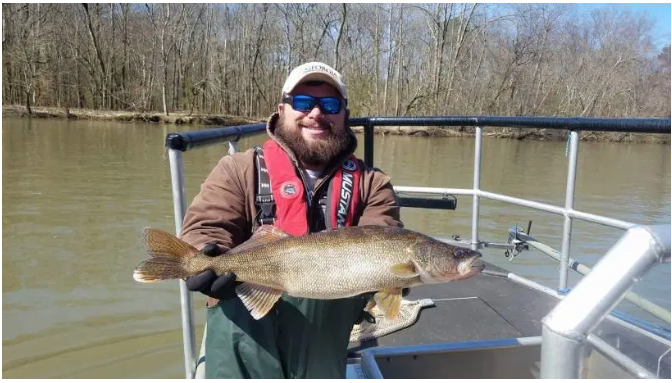 Biologist with walleye