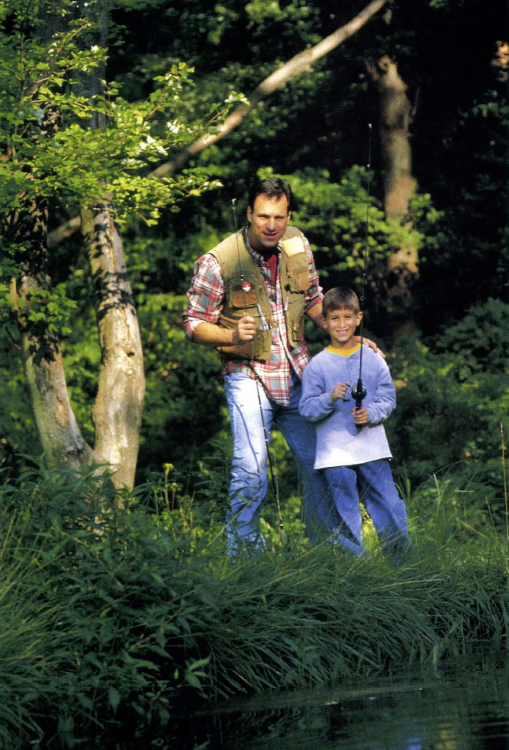 dad and son fishing