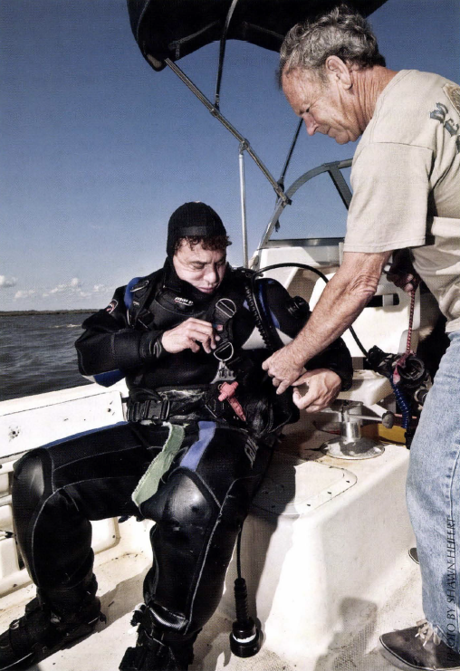 Bill Eberlein diving for fossils