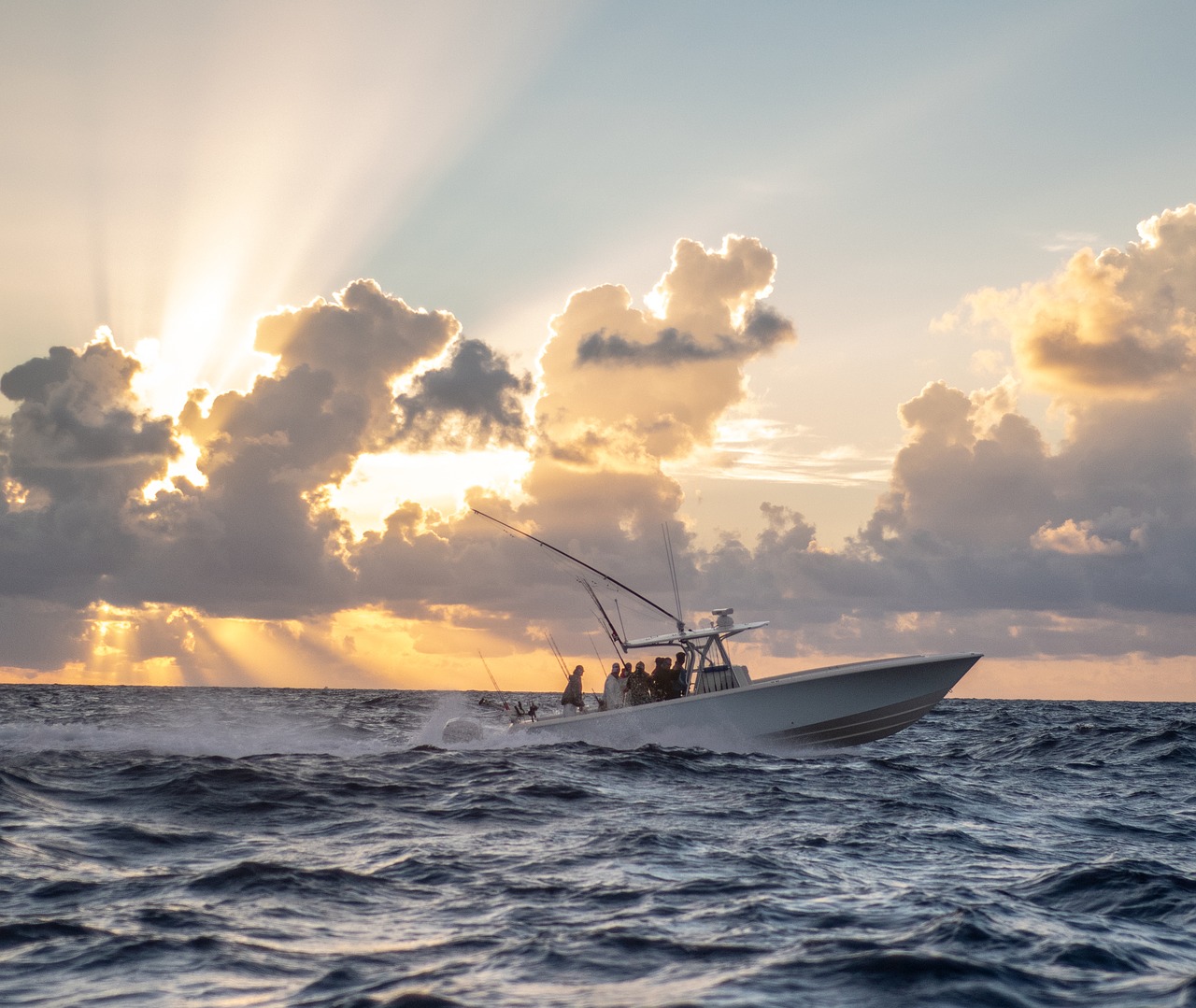 fishing boat at sunset