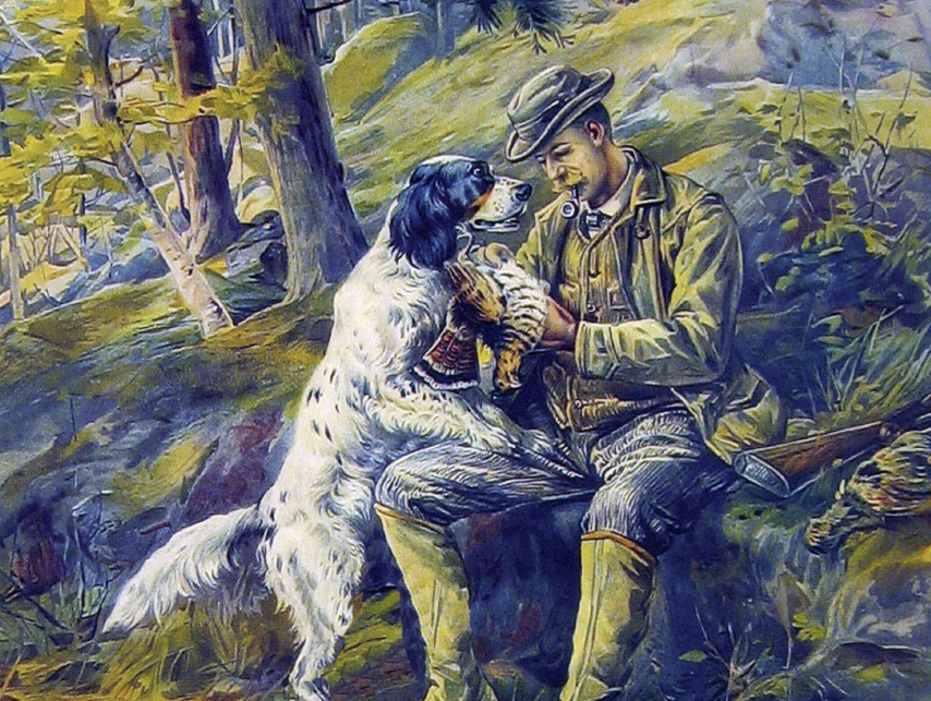 man with setter painting