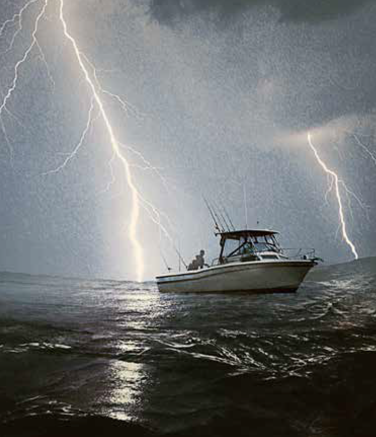 boat with lightning