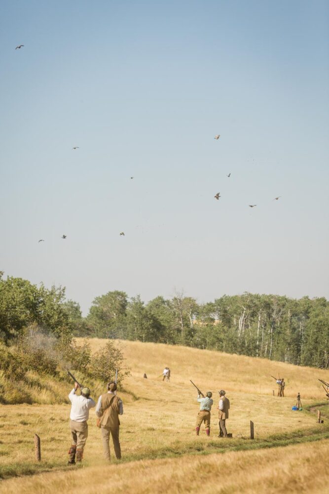 bird hunters in field