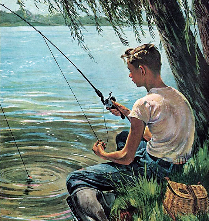 boy fishing painting