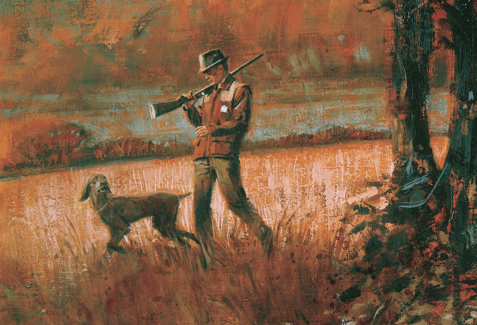 hunter and dog painting