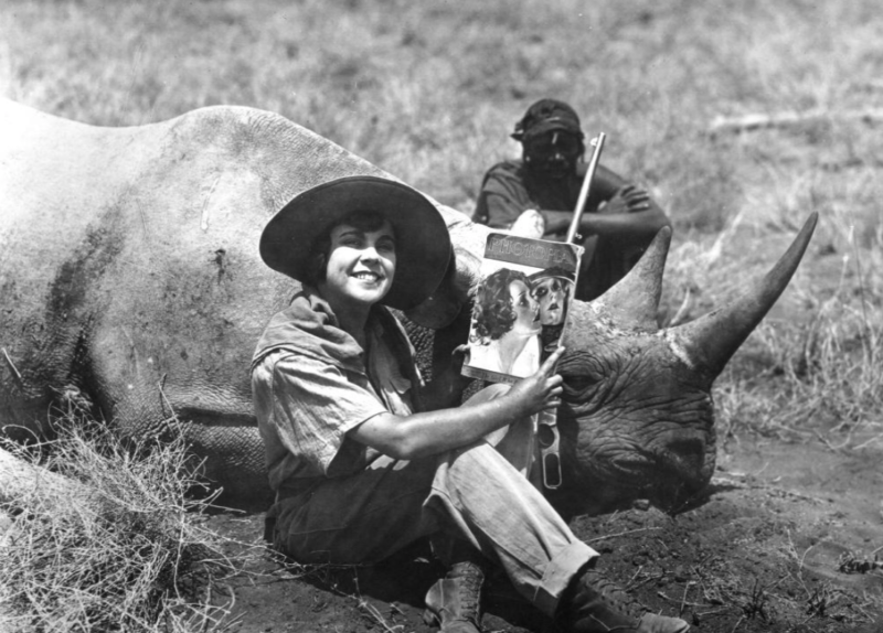 women hunting in history Osa Johnson rhino hunt in Africa