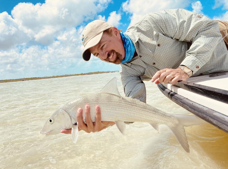 Chris Dorsey fishing for bonefish in the Bahamas
