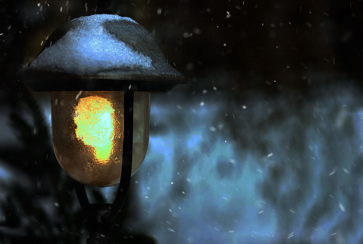 lamp in snow
